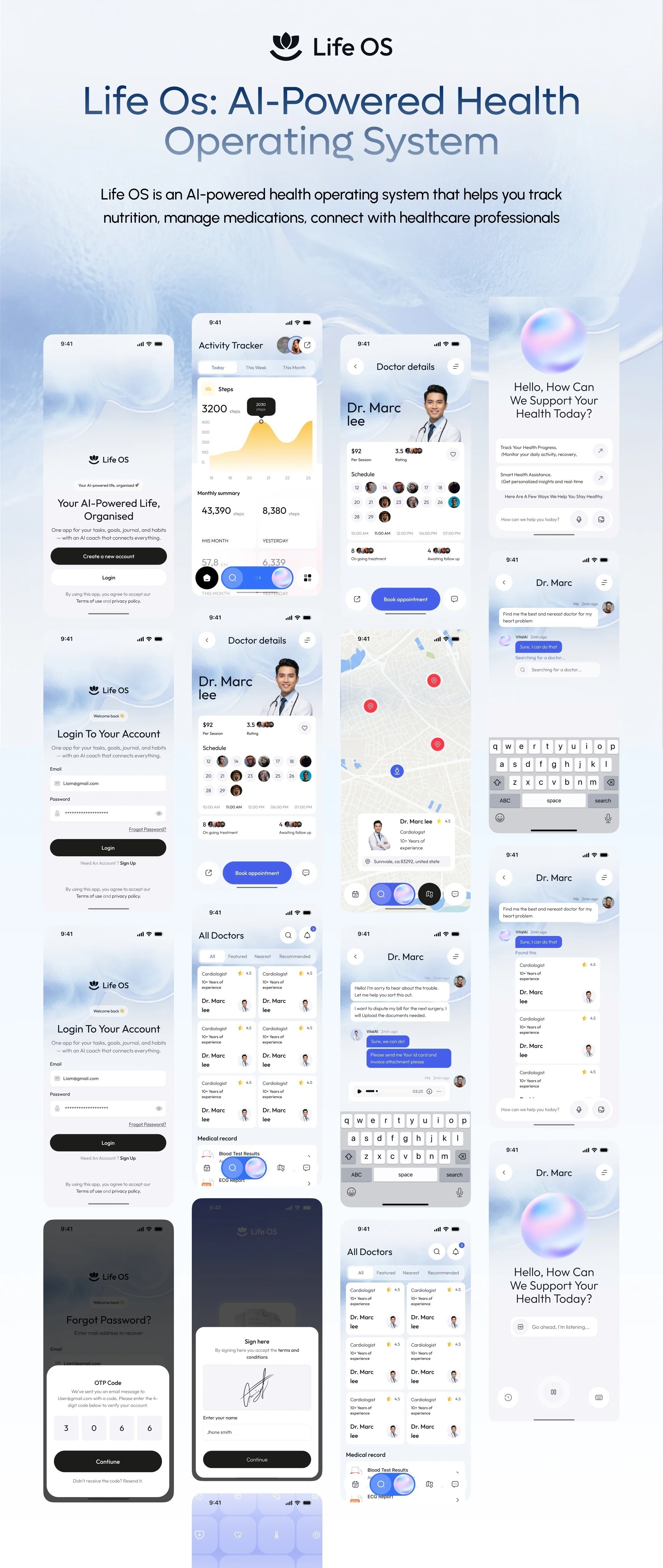 Life OS 全面健康与医疗保健 APP UI 套件